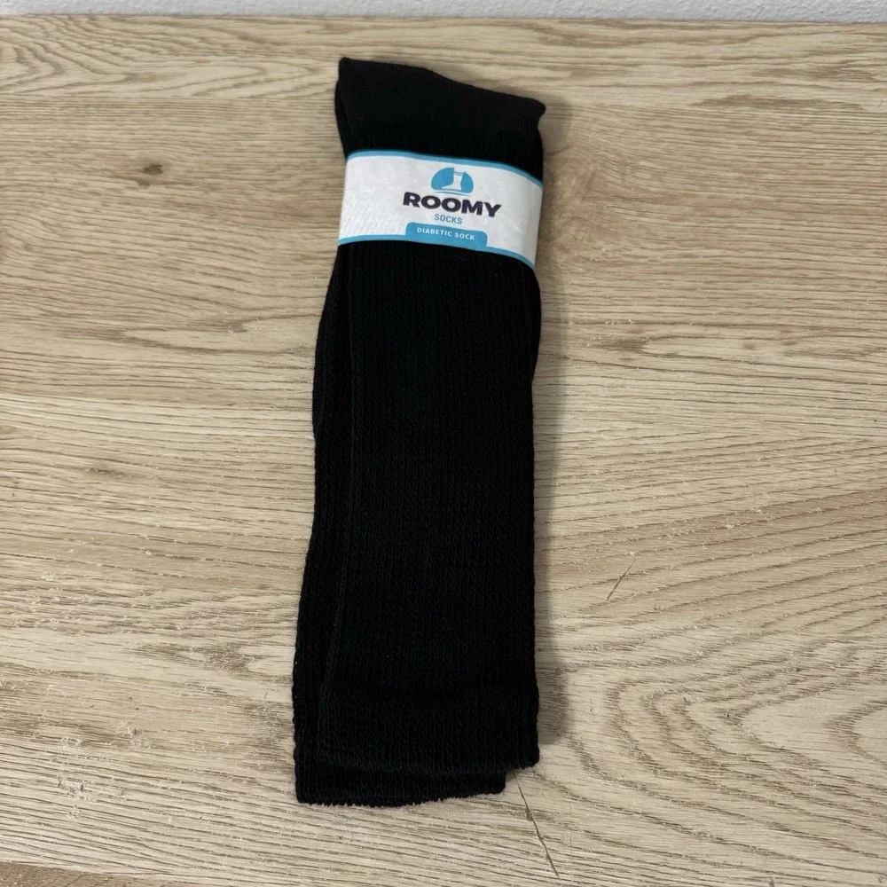 Roomy Socks Black Diabetic Socks‎ J900L OTC Mens Size 10-13 Acrylic & Polyester